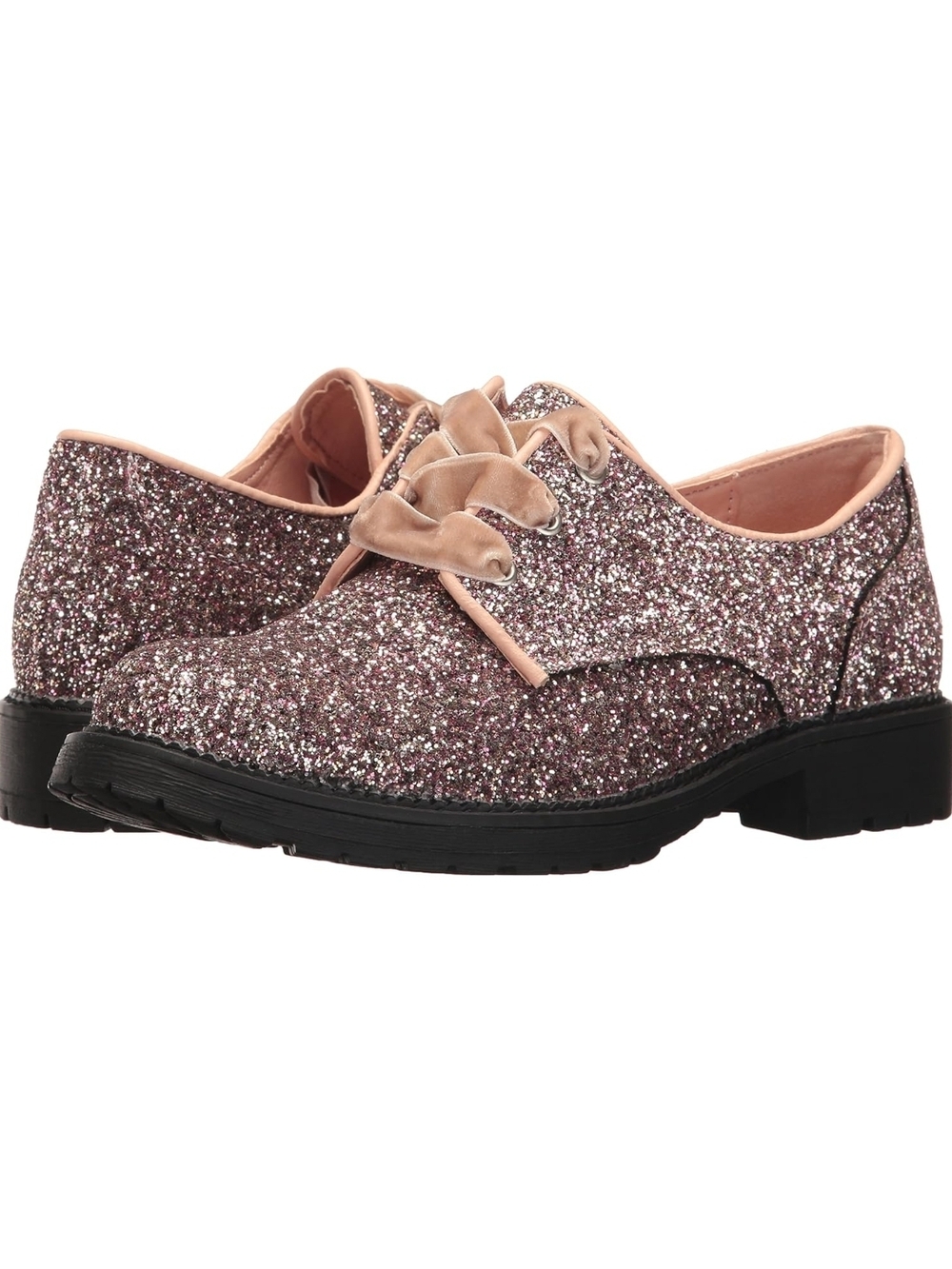 Dirty Laundry Pink Glitter Lace-Up Oxfords